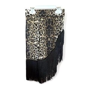 Dance Leopard Skirt With Black Tassle 7-9 Years Old